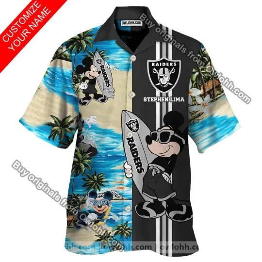 Discover Las Vegas Football Mickey Name Personalized Short Sleeve Tropical Hawaiian Shirt