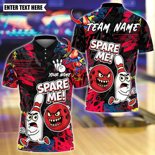 Discover Personalized Bowling Polo Shirt, Spare Me Bowling Design, Custom Bowling Polo for Men Women, Personalized Name Team 3D Shirt