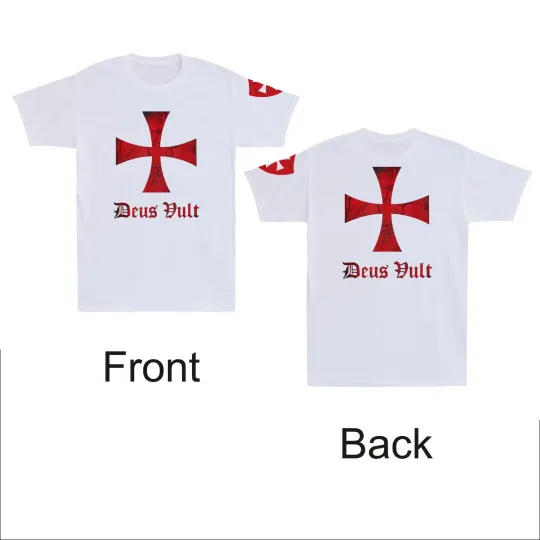 Deus Vult Knights Templar Cross Crusader 3D Print Vintage Men's T-Shirt