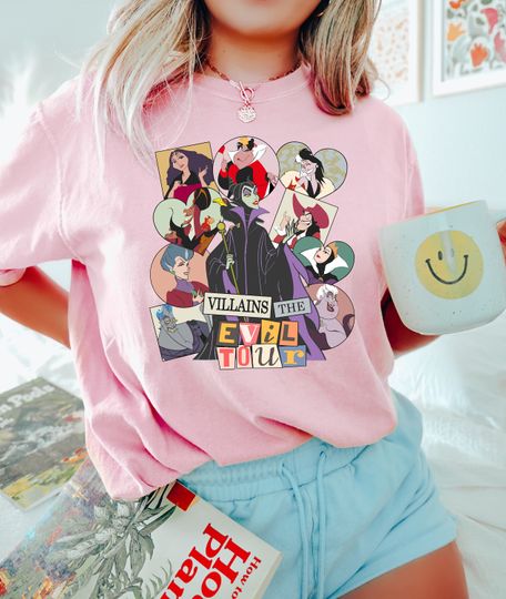Discover Villains Evil Tour Disney Shirt, Disney Evil Queens Tee, Retro Disney Villains Characters Concert Music Shirt