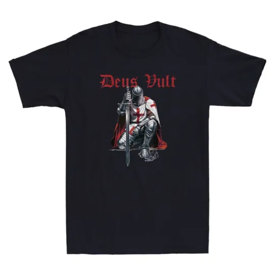 Discover Deus Vult Knight Templar Crusades Christian Warrior Men's Short Sleeve T-Shirt