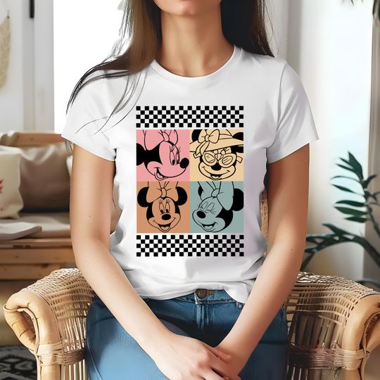 Discover Retro Minnie Design, Checkered Family Vacation, Cricut, Silhouette