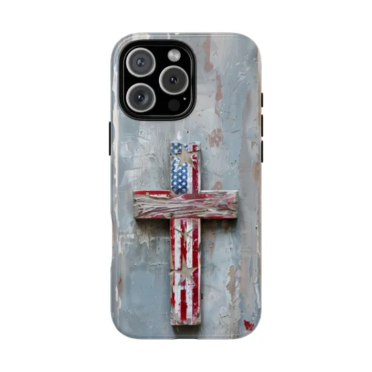 Discover Christian Cross USA Flag Phone Case for iPhone