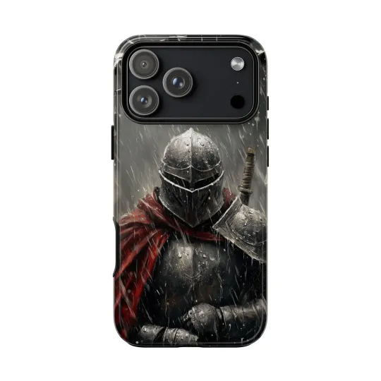 Discover Medieval Knight Warrior Rain Storm Phone Case for iPhone