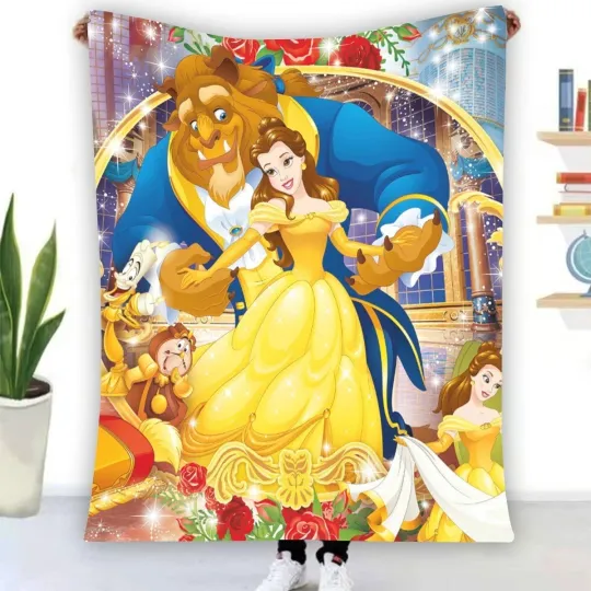 Discover Rare! Beauty And The Beast Soft Warm Single-Side Printing Fleece Blanket