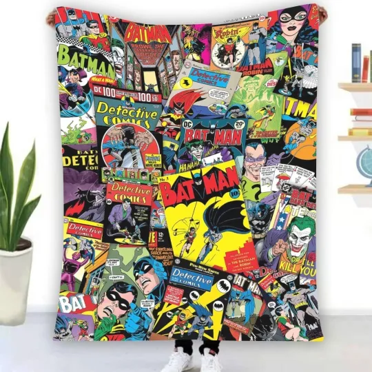 Discover DC Comics Batman Collage Soft Warm Single-Side Printing Fleece Blanket