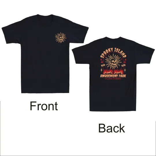Discover Spooky Island Amusement Park Halloween Double Sided T-Shirt Men