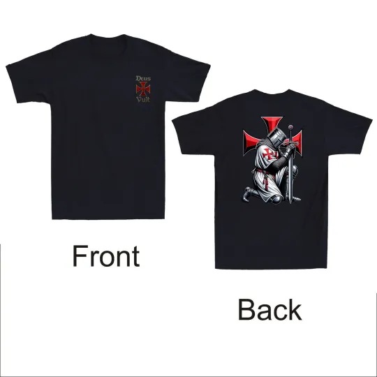 Discover Deus Vult Knight Templar Christian Warrior Crusader Cross Double Sided T-Shirt