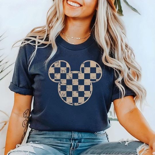 Discover Mickey Checkered Distressed Disney Shirt, Trendy Disney Gift