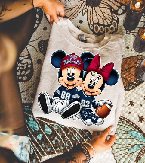 Discover Mickey and Minnie New England Shirt, Matching Boy Girl Sports Shirt, Game Day Disney T Shirt