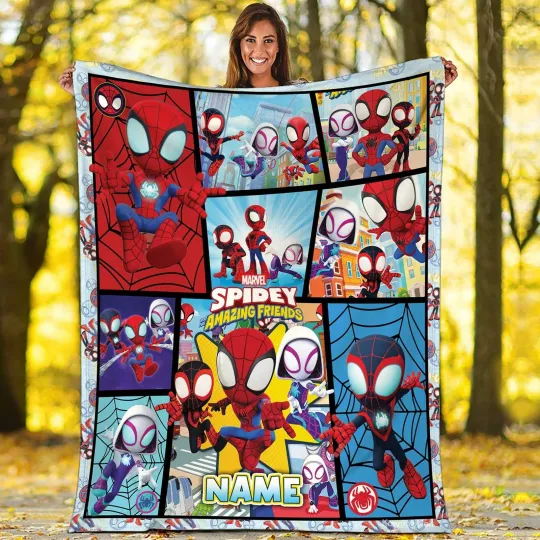 Discover Personalized Spidey And Amazing Friends Fleece Blanket | Spider Man Blanket