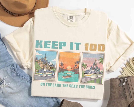 Discover Retro Vintage Epcot Keep It 100 On The Land The Seas The Skies Shirt, Disney Boat Seagull Tee
