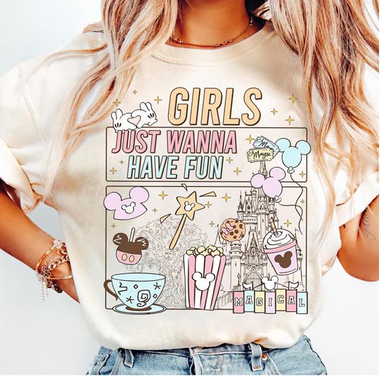 Discover Retro 90s Disneyland Castle Girls Just Wanna Have Fun Trip T-shirt