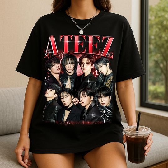 Retro Ateez Kpop T-shirt, Ateez 2025 World Tour In Your Fantasy, Ateez Golden Hour Part 3 T-shirt, Ateez Members Kpop Sweater