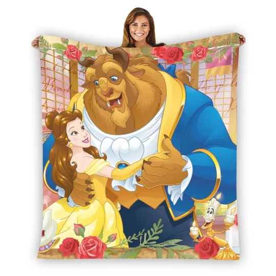 Discover New! Beauty And The Beast Soft Warm Single-Side Printing Fleece Blanket