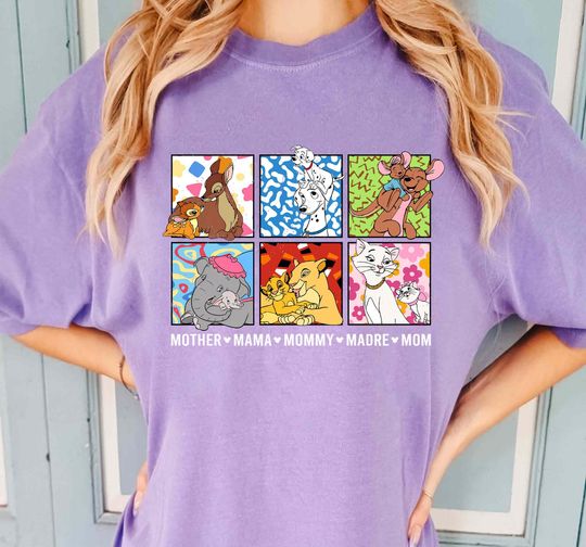 Discover Retro 90S Disney Mom And Daughter Characters Shirt, Disneyland Mama Mommy Madre Funny Matching Tee