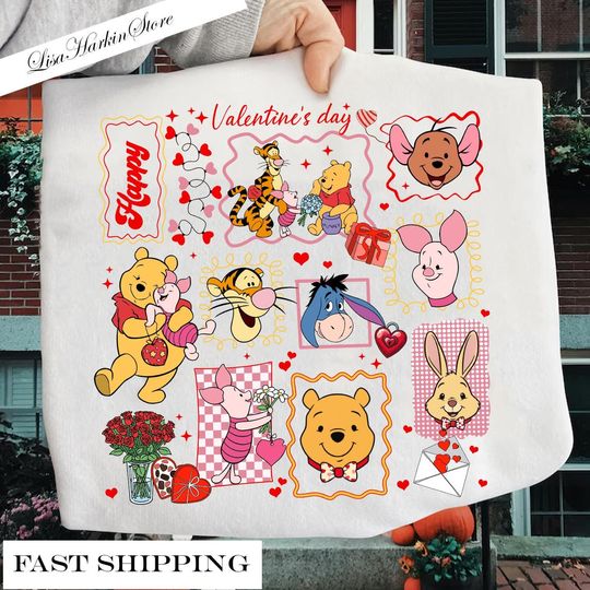 Discover Winnie The Pooh Dinsey Valentine Shirt, Happy Valentine Cartoon, Happy Valentines Day Cartoon Couple