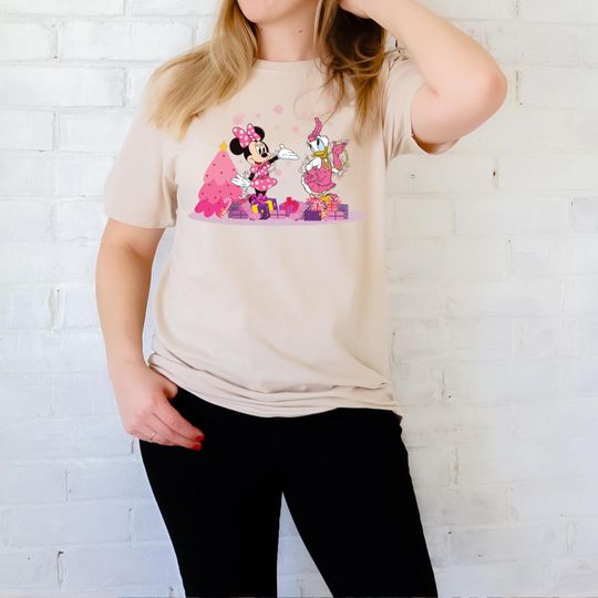 Discover Disney Minnie And Daisy Pink Christmas Shirt: Disney Family Christmas Shirt