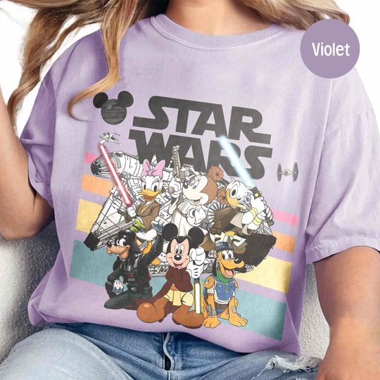 Discover Retro Star Wars Mickey & Friends Shirt, Disney Mickey Han Solo Shirt, Donald Duck Jedi Shirt