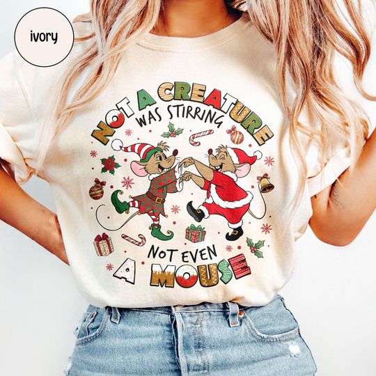 Discover Disney Jaq And Gus Christmas shirt, Cinde Christmas Shirt, Christmas Tee