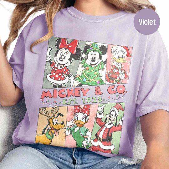 Discover Retro Comfort Colors Mickey & Co Christmas Shirt, Mickey and Friends Shirt