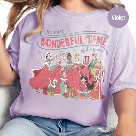 Discover Retro Disney Princess Christmas Shirt, It's The Most Wonderful Time Of The Year Tee