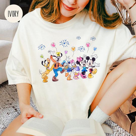 Disney Mickey and Friends Comfort Colors Shirt, Watercolor Mickey Minnie Disneyland Tee