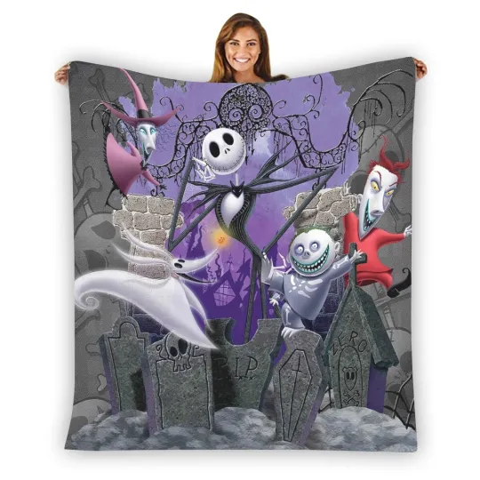 Christmas Jack Skellington Soft Warm Single-Side Printing Fleece Blanket