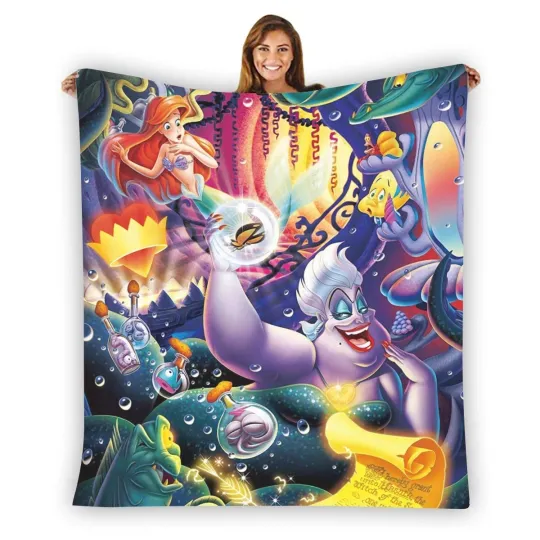 Discover Princess Ariel Vs Ursula Soft Warm Single-Side Printing Fleece Blanket