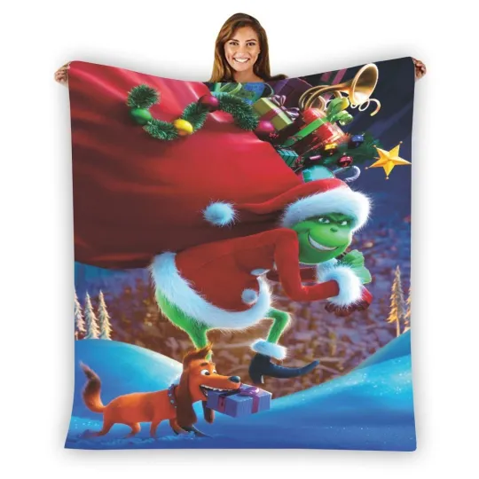 Discover New! The funny character Christmas Soft Warm Single-Side Printing Fleece Blanket