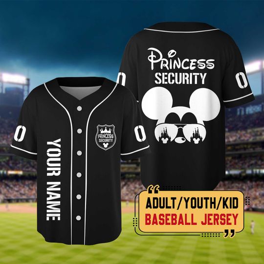 Personalized Princess Security Baseball Jersey, Disney Dad Shirt, Cool Dad Baseball Jersey