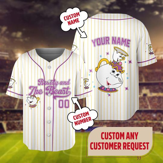 Discover Custom Disney Mrs Potts and Chip Beauty and the Beast Baseball Jersey