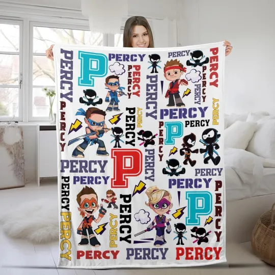 Discover Ninja Custom Name Fleece Blanket,Time Master Throw Blanket,Ninja Kidz TV Family