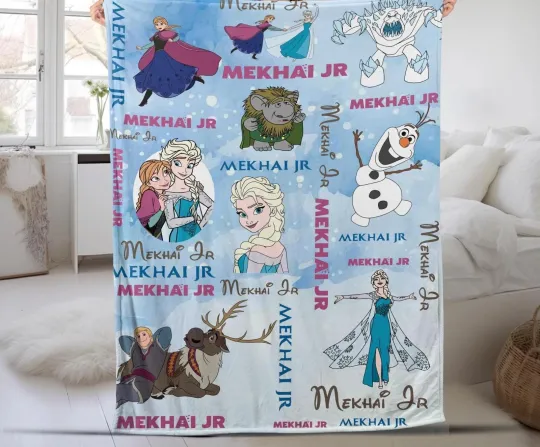 Discover Personalized Watercolor Disney Frozen Custom Name Disney Fleece Blanket