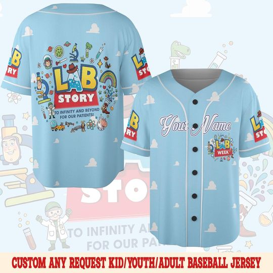 Discover Lab Week 2026 Toy Story Jersey, Funny Lab Tech Baseball Jersey, Medical Laboratory Appreciation, Pixar Inspired Lab Squad Gift SMS509