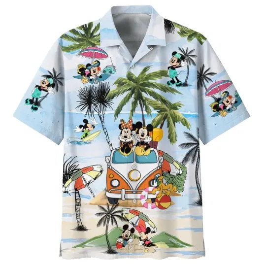 Discover Disney Summer Mickey Mouse And Minnie Mouse Hawaiian Shirt