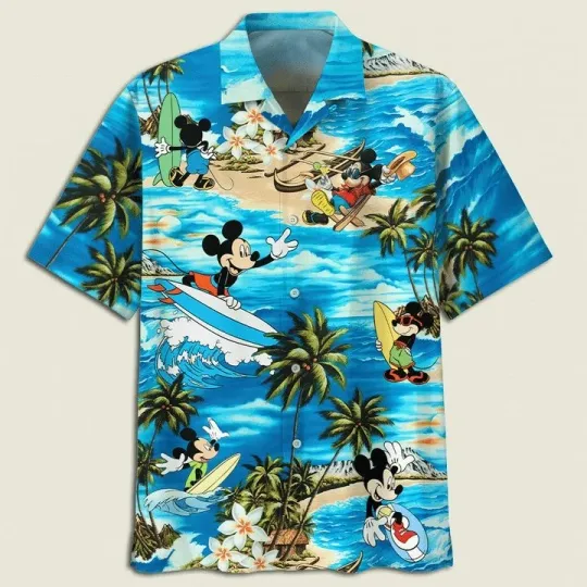 Discover Disney Mickey Mouse In The Beach Print Hawaiian Shirt