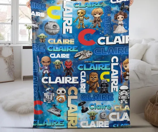 Discover Personalized Name Star Wars Blanket, Disney Star Wars Characters Fleece Blanket