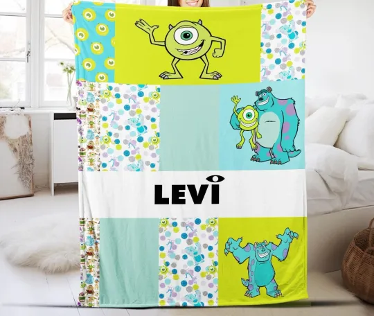 Discover Personalized Monsters Inc Baby Name Fleece Blanket Unisex Monster Movie Inspired