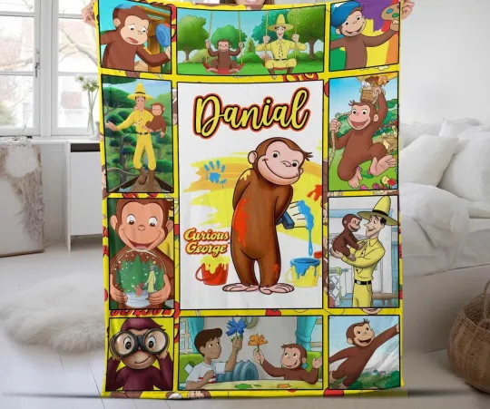 Discover Curious George Blanket, Personalized Curious George Custom Name Fleece Blanket