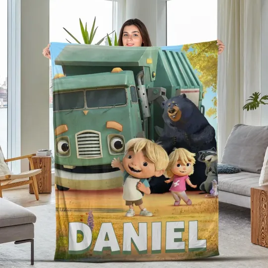 Discover Hank And Trash Truck Blanket - Disney Custom Disney Disneyland Fleece Blanket