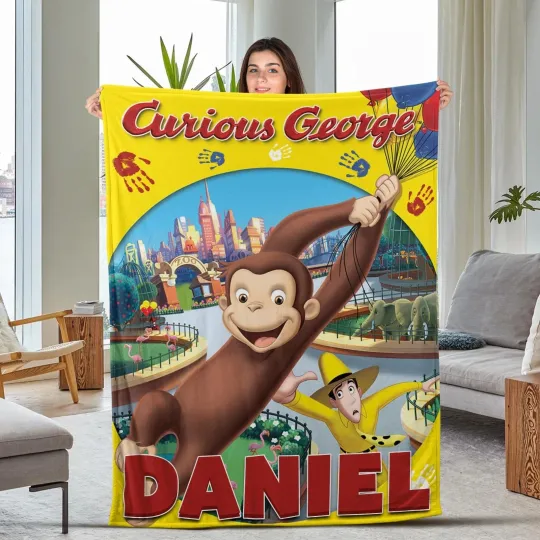 Discover Customized Curious George Fleece Blanket, Curious George Blanket Monkey Baby