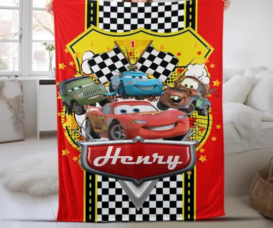 Discover Personalized Disney Cars Blanket Custom Name Pixar Cars Lightning Fleece Blanket