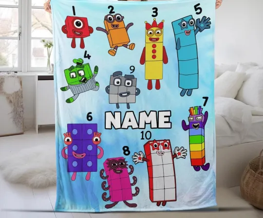 Discover Personalized Numberblocks Quilt Fleece Blanket, Numberblocks Kids Blanket