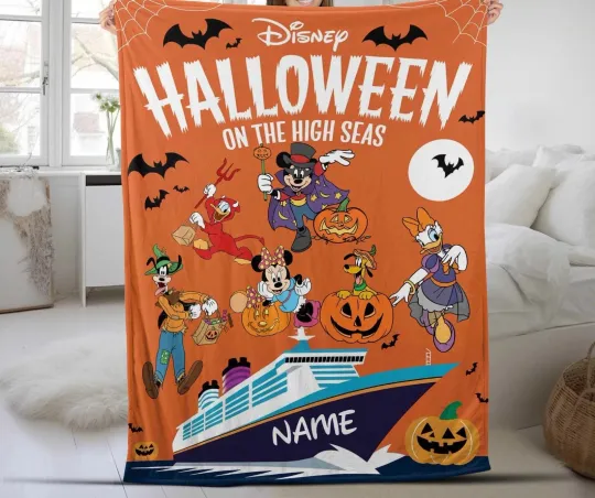 Discover Personalized Mickey And Friends Halloween On The High Seas Fleece Blanket