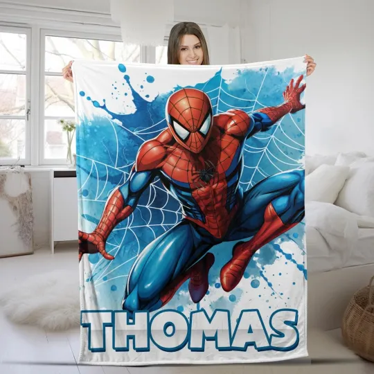 Discover Personalized Family Spider Blanket Spider Hero Quilt Gift Kids Fleece Blanket