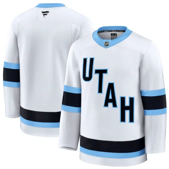 Discover Men's Utah Hockey Club Fanatics White Away Premium NHL Hockey Blank Jersey