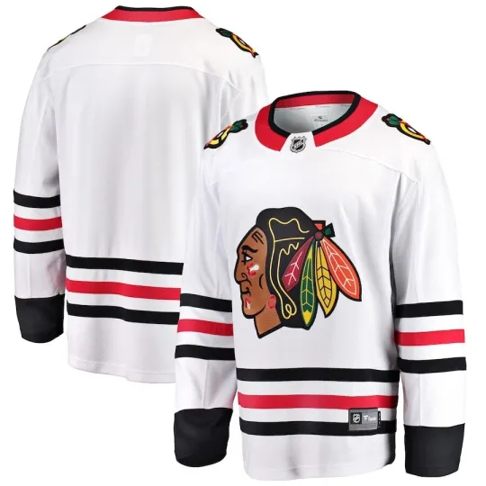 Discover Men's Fanatics White Chicago Blackhawks Breakaway Away Blank Player NHL Jersey
