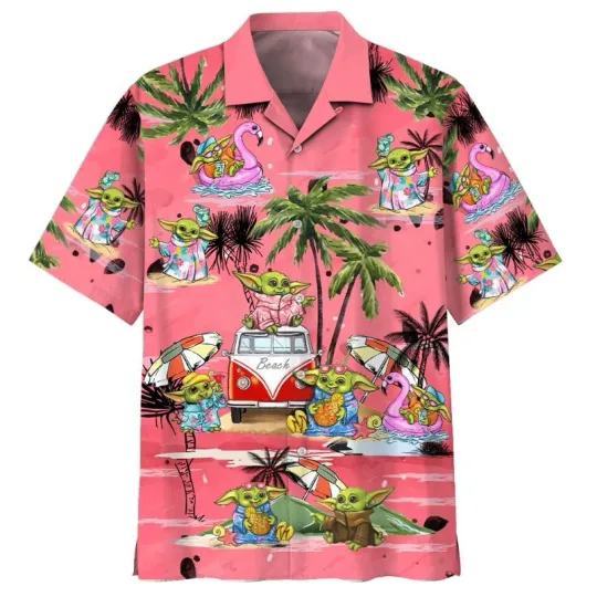 Discover Star Wars Disney Baby Yoda Pink Hawaiian Shirt