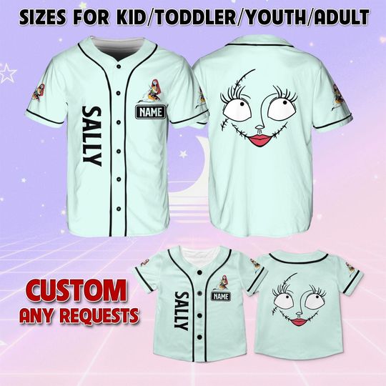 Discover The Nightmare Before Christmas Sally Baseball Jersey, Sally Kids Birthday Jersey, The Nightmare Before Christmas Disney Baseball Jersey